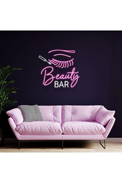 NEON TABELACIM Beauty BAR Yazılı Kirpik Figürlü Neon Tabela