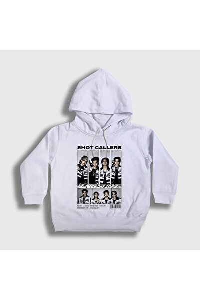 Presmono Unisex Kids White Poster Shot Callers K-Pop Lngshot Hooded Sweatshir...