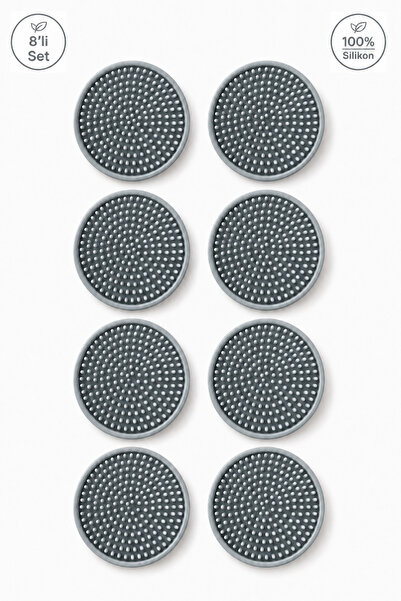 Siliconly 8 Pieces of Silicone Coasters, Coasters, 100% Silicone Coasters Gray