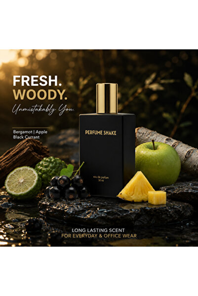 PERFUME SHAKE عطر رجالي خشبي منعش 50 مل، برائحة البرغموت والتفاح والتوت الأسو...