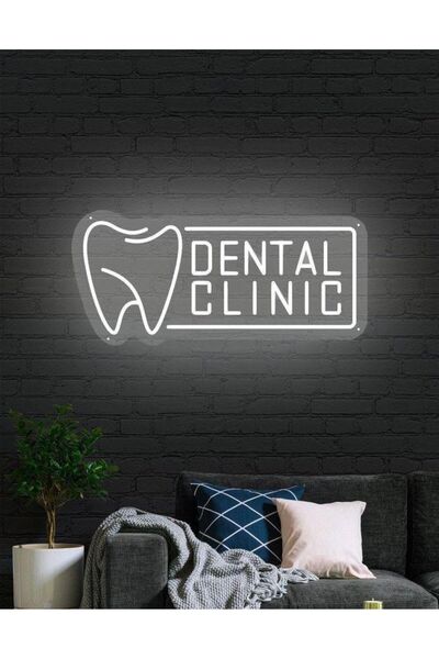 NEON TABELACIM DENTAL CLINIC Yazılı Diş Figürlü Neon Tabela