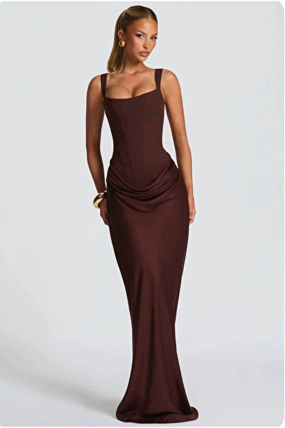 Bak Moda Maxi Scuba Crep Plum Fit Dress