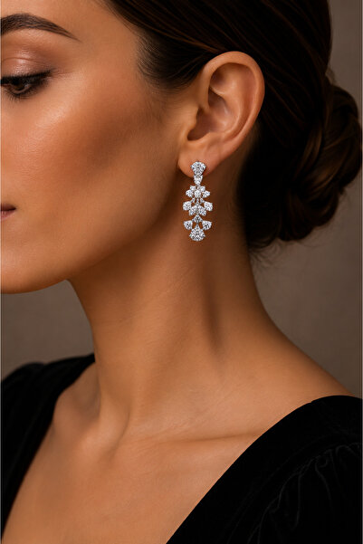 Generic Earrings and Ear Stud for Occasions Color Silver from Zirconia