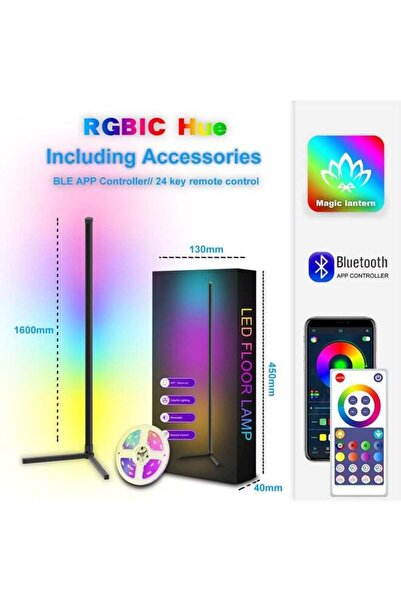 NKX مصباح أرضي LED بتقنية RGBIC مع تحكم عن بعد وبلوتوث، مناسب للزوايا وغرف ال...