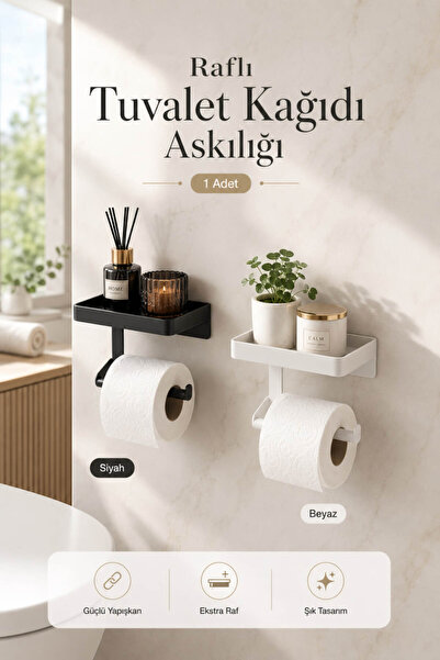 Anadolu Saray Raflı Yapışkanlı Tuvalet Kağıdı Askılığı Delmeden Montaj Banyo ...