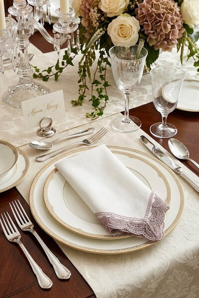 Çt Çeyizci Tekstil 6 Pieces of Serving Napkins, 6-Piece Napkin Set with Lace ...