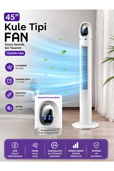 DEANB 45W Kule Tipi Fan 45 İnç Uzaktan Kumandalı Dijital Ekranlı Zaman Ayarlı...