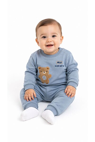 Oz Baby طقم قطني موسمي للأطفال الأولاد مكون من قطعتين، سويت شيرت مطرز وبنطلون...