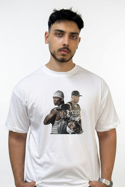 Anetos 50 Cent_54 Dizajn Tiskana Oversize Bela Majica