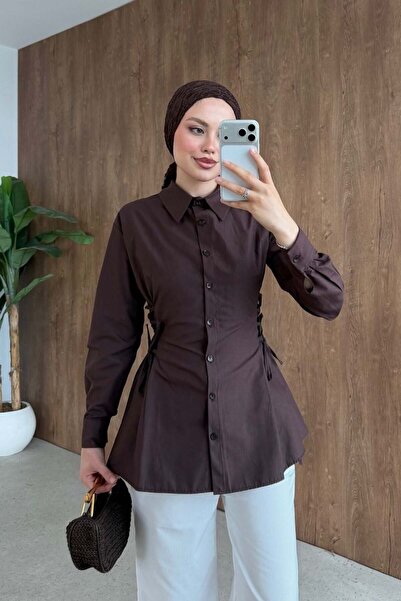 Şulemoda Giyim Modena Side Tie Shirt Brown