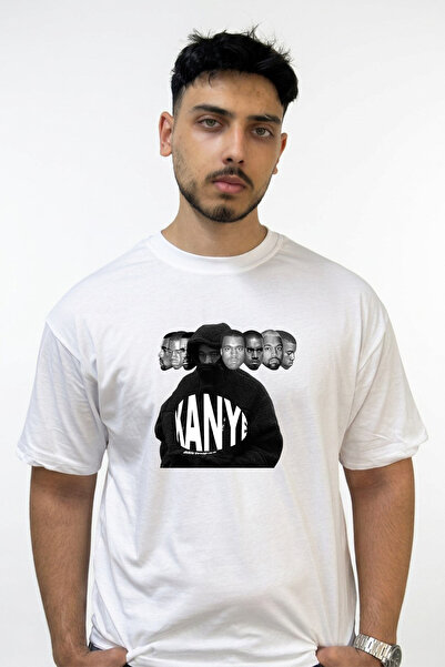 Anetos Kanye West_82 Design Printed Oversize White T-Shirt