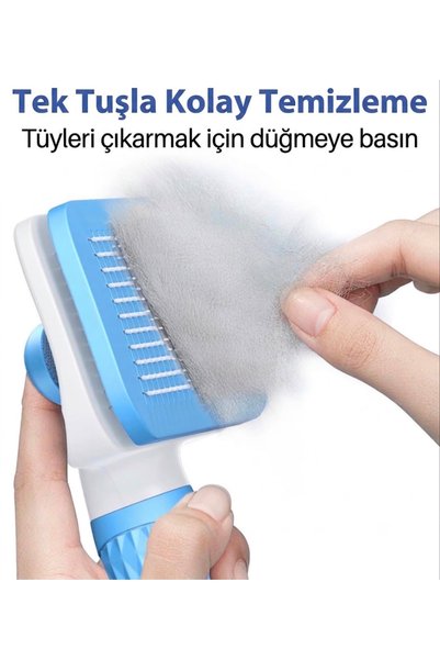 m.tk moveteck Automatic One-Button Easy Cleaning Push-Button Pet Comb Brush Cat Dog Hair Remover Comb Detangler - Pink