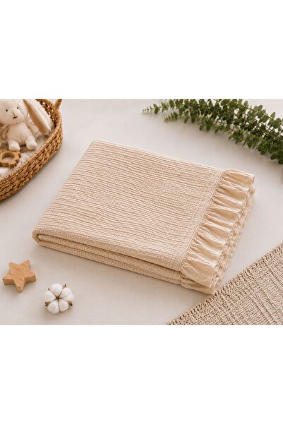 LUMİBABY BUTİK Ruffled Muslin Baby Blanket, 100% Cotton Muslin Coverlet (100X...