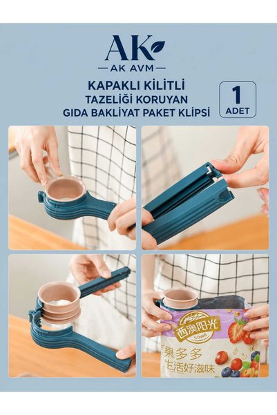 Ak Avm 1 Adet Kapaklı Kilitli Tazeliği Koruyan Paket Klipsi, Ambalaj Poşet Ka...