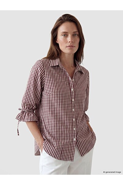 LC Waikiki Lcw Grace Burgundy Plaid Women's Shirt