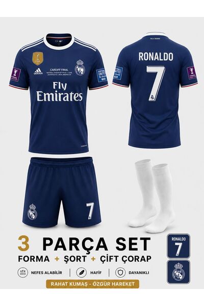 yenteks Real.Madird. Cristiano Ronaldo Mor 2017 Çocuk Futbol Forması Çorap He...