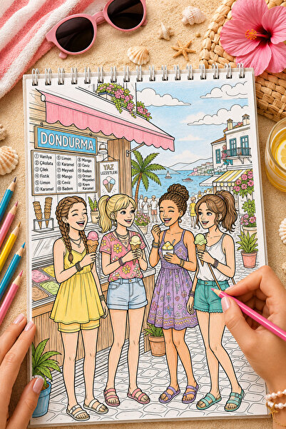 Z&R CRAFT Summer Girls Coloring Book - 30 Pages 30 Visuals - A4 Vertical Format - Transparent Spiral