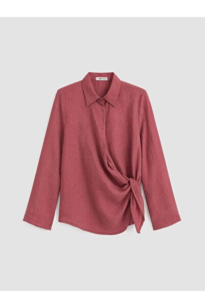LC Waikiki Soulife Burgundy Tie-Dye Modal Blend Women's Shirt