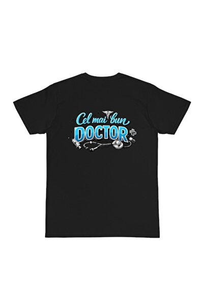 OEM Tricou personalizat cu mesaj: "Cel mai bun doctor", 100% bumbac, negru, S