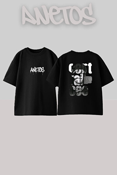 Anetos Central Cee_41 Μαύρο μπλουζάκι με στάμπα σχεδιασμού Unisex Oversize