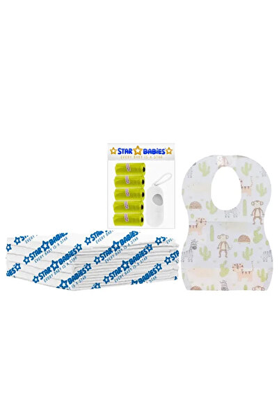 STAR BABiES حصيرة تغيير حفاضات للاستخدام مرة واحدة 5 قطع، مرايل 5 قطع، حقيبة ...