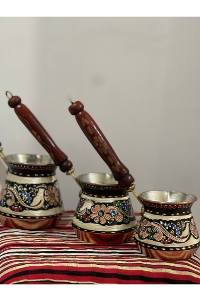 uzunoğlu bakır ürünleri Uzunoğlu Copper Copper 3-Piece Coffee Pot Set