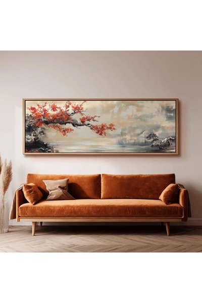 dekorodam Ahşap Çerçeveli Panoramik Oturma Odası Salon Tablosu