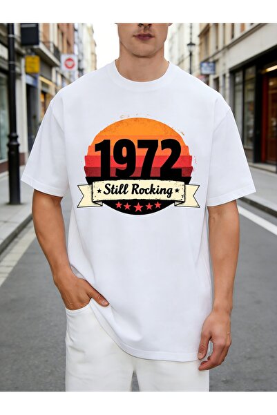 23 nisan تي شيرت رجالي بتصميم عتيق طراز 1972 بتصميم جرافيك Still Rocking، ملا...