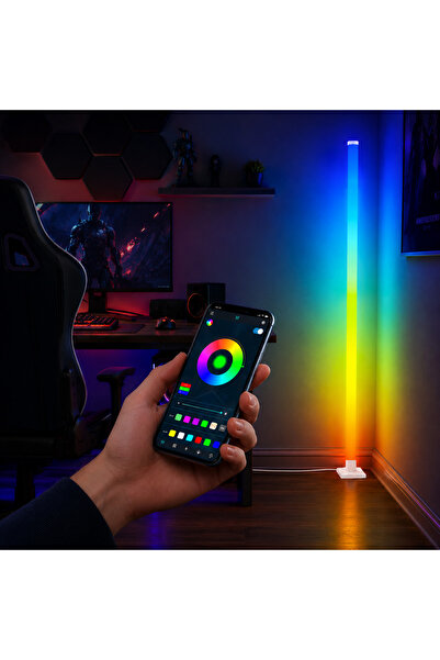 Mavi Keys 150 CM RGB LED Lambader Akıllı Zemin Lambası Uygulama Kontrollü 360...
