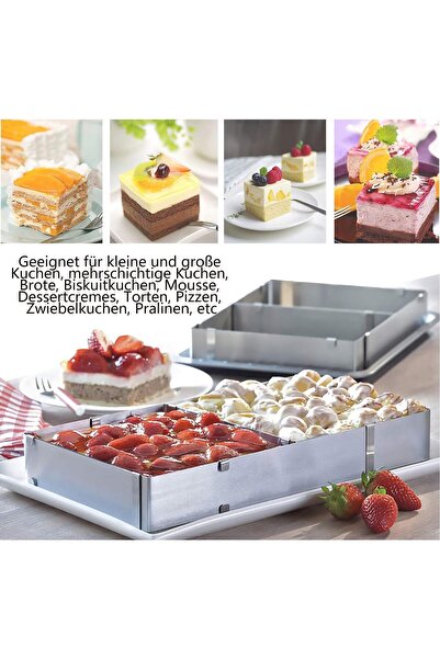 BASURRAH Rectangular Adjustable Baking Frame, Baking Mould for Baking and Dec...
