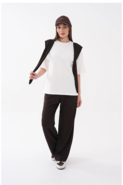 PIOVE Women's Basic Oversize Two-Piece Set Crew Neck Short Sleeve T-Shirt Loo...