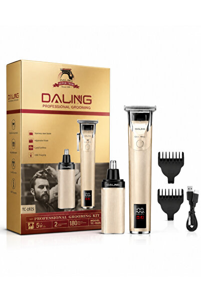 daling طقم ماكينة حلاقة وتشذيب احترافي TC-1925 مع ماكينة تشذيب الأنف والأذن –...