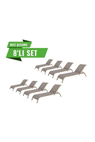 Divona Home Next Kolsuz Şezlong Set (8 Adet) SERAMİK RENK
