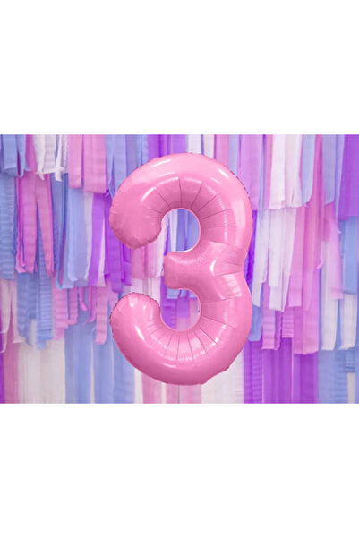 Partydeco Balon din folie cu numărul ''3'' 86cm Roz