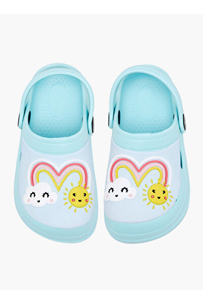 Aqua Girls Rainbow Applique Clogs