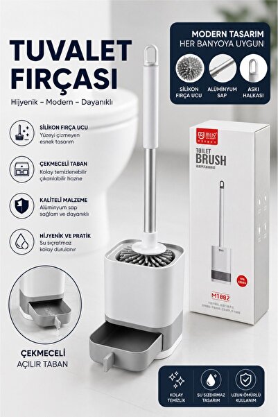 homeneeds Silikon Uçlu Hazneli Tuvalet Fırçası Seti | Klozet Temizleme Fırças...
