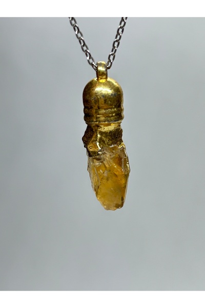 gemsartdeco Aa+ Citrine Natural Stone Pendant Gold Plated 1 Piece