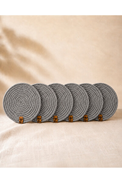 Naspar Silver Gray Color 6 Piece Coasters |   12 cm Tea, Cup, Mug, Coffee, Ca...