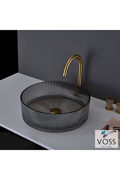 voss Ring-S Επικαθήμενος Νιπτήρας Γυάλινος Φ40 GLass Grey