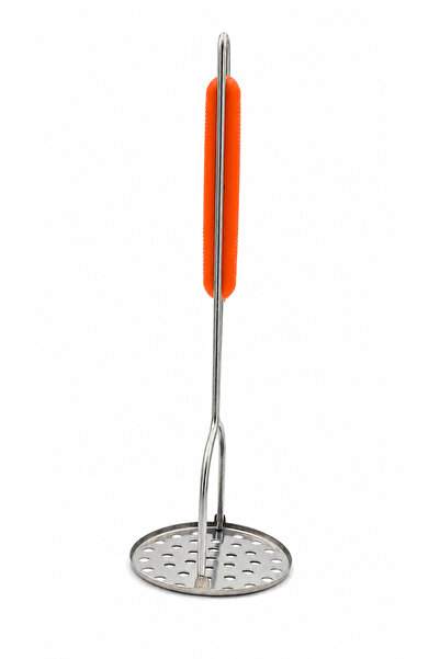 BRANDLESS Stainless steel vegetable strainer, with Anatomical handle, orange