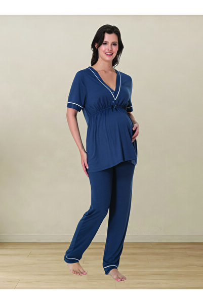 by İGP Short-Sleeved Maternity and Postpartum Detachable Waist Pajama Set wit...