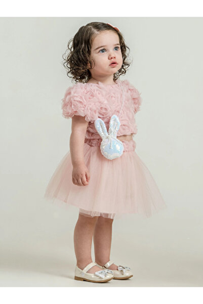 Maison Bebe طقم كروبي من كوكوسيس للفتيات مع حقيبة على شكل أرنب وتنورة مزخرفة ...