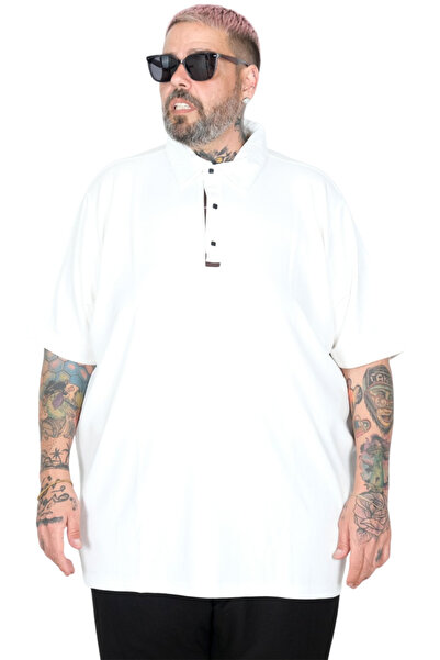 ModeXL Mode XL Large Size T-Shirt Polo Collar U26581 Ecru