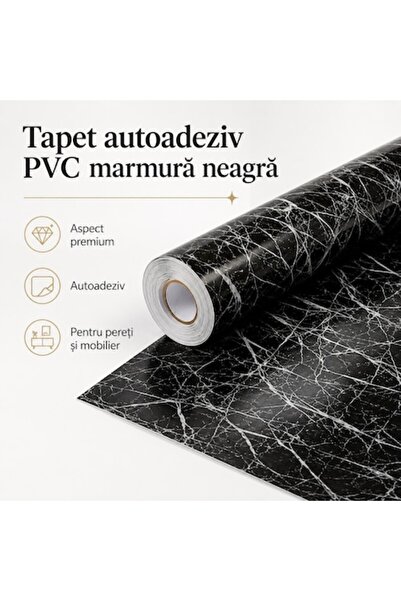 Fabrilux Αυτοκόλλητη Ταπετσαρία PVC Μαύρο Μάρμαρο Fabrilux ® 60 x 300 εκ., Αν...