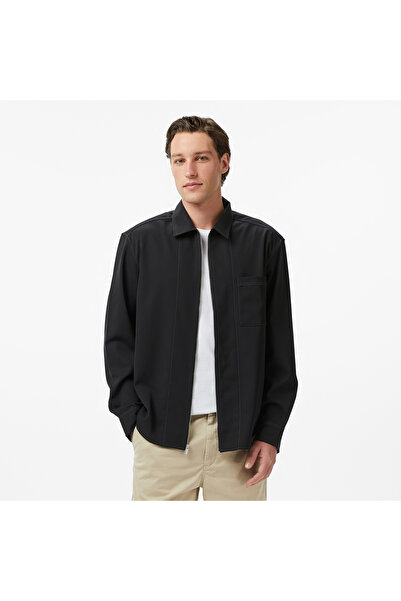 Calvin Klein Gabardine Relaxed Overshirt Erkek Siyah Gömlek