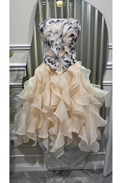 led style Short Corset Dress with Butterfly Embroidery and Luxurious Layered ...