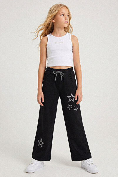 kinderos Star Printed Wide Leg Girls' Sweatpants - 26Y 26104