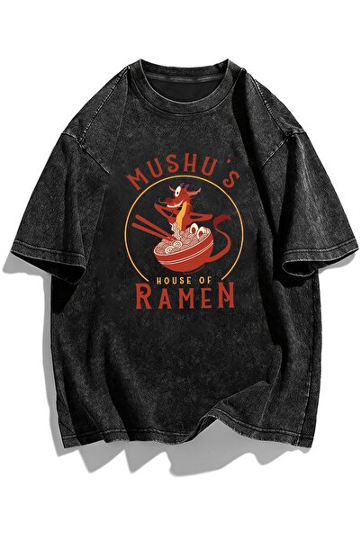 Toum Ramen Printed Washable Vintage Unisex Oversize T-Shirt