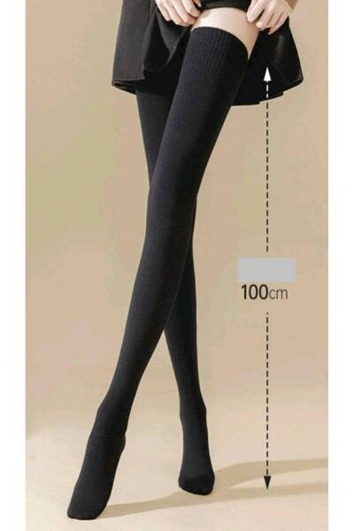 FashionApp Ciorapi de damă, peste genunchi, 1M, negri