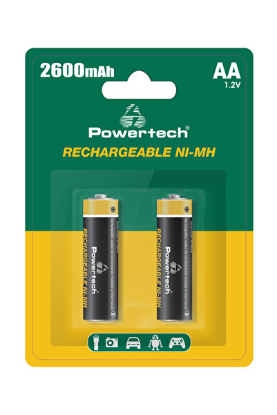 POWERTECH επαναφορτιζόμενες μπαταρίες NI-MH PT-1404, AA, 2600mah, 1.2V, 2τμχ